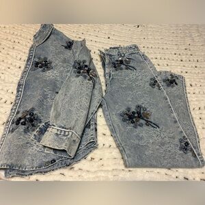 Flats Embellished Jean & Jacket Set NWOT small